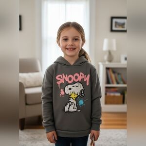 Peanuts Snoopy Kids Hoodie - Gray with Pink and Blue